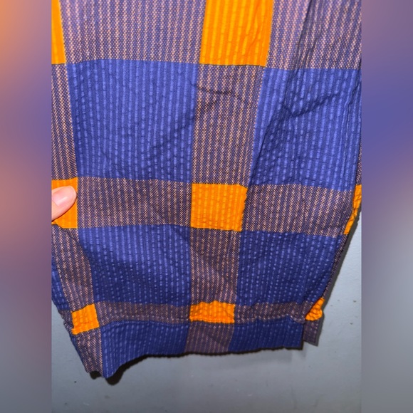 Anthropologie Porridge Preppy Plaid Indie WideLeg Pant Purple & Orange Sz M EUC - Picture 6 of 14